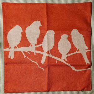 Birds Silhouette Throw Pillow Cover Orange